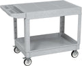 Utility Cart on Wheels, 2 Shelf Heavy Duty Large Flat Top Rolling Cart, 550LBS Capacity Service Cart for Warehouse, Garage, School, Kitchens, Office(Gray, 45.7)