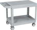 Utility Cart on Wheels, 2 Shelf Heavy Duty Large Flat Top Rolling Cart, 550LBS Capacity Service Cart for Warehouse, Garage, School, Kitchens, Office(Gray, 45.7)