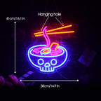Ramen Neon Sign Ramen Neon Light LED Neon Sign for Japanese Restaurant Wall Décor Dimmable LED Neon Light for Bar Restaurant Music Concert Man Cave Wall Art 16.8"×12.8"