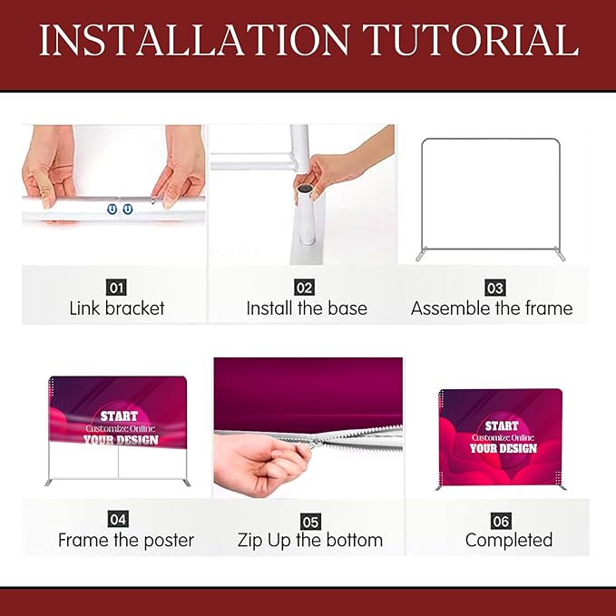 Custom Tension Fabric Display Backdrop Trade Show Backdrop for Weddings, Events, Booth (Banner only, Double Sided Print 7.5x10 Ft)