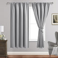 JIUZHEN Silver Grey Curtains for Bedroom - Thermal Insulated Blackout Curtains with Tiebacks 2 Panels, Room Darkening Rod Pocket Curtains for Living Room, 52 x 72 Inch Length