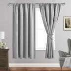 JIUZHEN Silver Grey Curtains for Bedroom - Thermal Insulated Blackout Curtains with Tiebacks 2 Panels, Room Darkening Rod Pocket Curtains for Living Room, 52 x 72 Inch Length