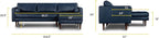 Poly & BARK Napa Right-Facing Sectional Sofa – 104.5” Italian Leather Sectional with Chaise – Midnight Blue – Full-Grain Pure-Aniline & Semi-Aniline Upholstery