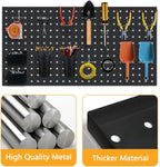 3pcs Heavy Duty Metal Pegboard Panels, Garage Wall Mounted Tool Organizer Peg Board for Garage, Workshop Storage and Workbench (Black)