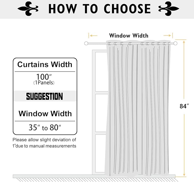 ChrisDowa Room Divider Curtain 84 Inches Long, Wide Blackout Sliding Door Curtain for Bedroom, Room Darkening Privacy Window Curtain for Patio Door (1 Panel Set, Greyish White, 100 x 84 Inch)