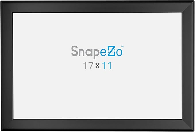 SnapeZo Photo Frame 11x17, Black, 1.25 Inch Aluminum Profile, Front-Loading Snap Frame, Wall Mounting, Professional Series