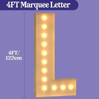Marquee Letters 4 Feet Tall, 4FT Large Light up Letters L, Big Sign L with Warm White Light for Birthday Wedding Proposal Engagement Graduation Party Backdrop Decorations