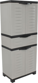 Sunnydaze Plastic Garage Storage Cabinet with 2 Adjustable Shelves - 57" H - Garage, Office, Home, Laundry Room - Gray