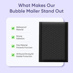 Black 8.5x12 Inch Poly Bubble Mailers #2 |Self Seal Padded Envelopes | Air Cushioned Bubble Mailer | Usable Size 8.5x11 Inch | 100 Pack Bulk | Waterproof | Lightweight Mailing Shipping Bags