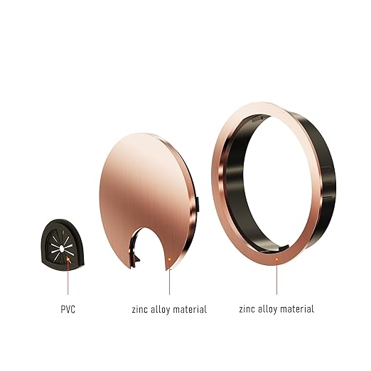Desk Grommet 2-1/8 Inch 53mm, Zinc Alloy Computer Desk Wire Hole Cover, Office Desktop Cord Cable Hole Metal Ring, Red Bronze