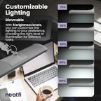 Neatfi Ultra 3,500 Lumen LED Desk Lamp, Color Correlated Temperature, 3 Light Modes, Dimmable, 45W, 26 Inch Wide Metal Shade, 540 SMD LEDs (CCT with Clamp, Silver)