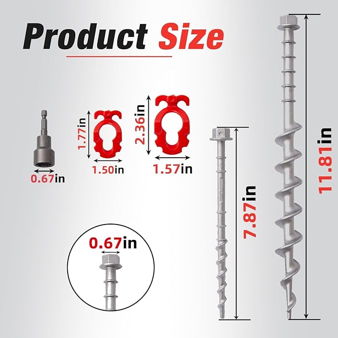16 Psc Non-Rust Cast Aluminum Ground Anchors - Heavy Duty Screw in Tent Stakes for Superior Stability Ideal for Tents, Canopies, Sheds, Car Ports, Swing Sets Outdoors