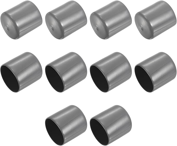 uxcell 10pcs Rubber End Caps 37mm(1 1/2") ID Vinyl Round End Cap Cover Screw Thread Protectors Dark Grey