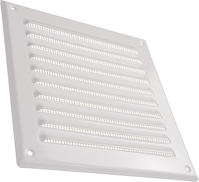 Vent Systems 6 x 6 Inch (Inner) White Vent Cover - Square Metal HVAC Return Air Grille with Mesh Screen - Register Wall Vent Duct Grill - Outdoor, Indoor, Crawlspace - Exhaust Ventilation Grill