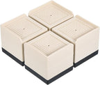 uxcell Furniture Risers 3 Inch, 4Pcs Square Bed Risers Adjustable Couch Lifter Block for Extender for Bed Desk Sofa Table Lift Support Up to 1300Lbs, Beige