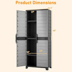 Giantex 68-inches Garage Storage Cabinet, PP Lockable Storage Shed with Doors, Freestanding Tool Locker with 3 Adjustable Shelves, Heavy-Duty Shelving Unit for Pantry, Basement, Laundry Room, Mudroom