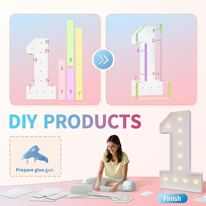 imprsv 4FT Marquee Numbers 26,DIY Light Up Numbers for 26th Birthday Decorations, Party Decorations,Anniversary Party Decor,Mosaic Number for Balloons Number 26,Pre-Cut Foam Board Kit