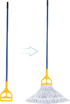 Matthew Cleaning Commercial Quick-Change Iron Mop Handle for Floor Cleaning Heavy Duty Mop Stick Replacement 60inch with Plastic Gripper Wet Mop Handles 12 Packs
