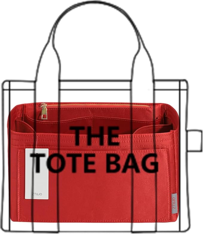 ZTUJO Purse Organizer Insert For Handbags, Silky Touching Bag Organizer Insert With Bottle Holder, Perfect for Speedy, Neverfull, Tote,ONTHEGO,Artsy,Handbag and More (Mini, Silky Red)