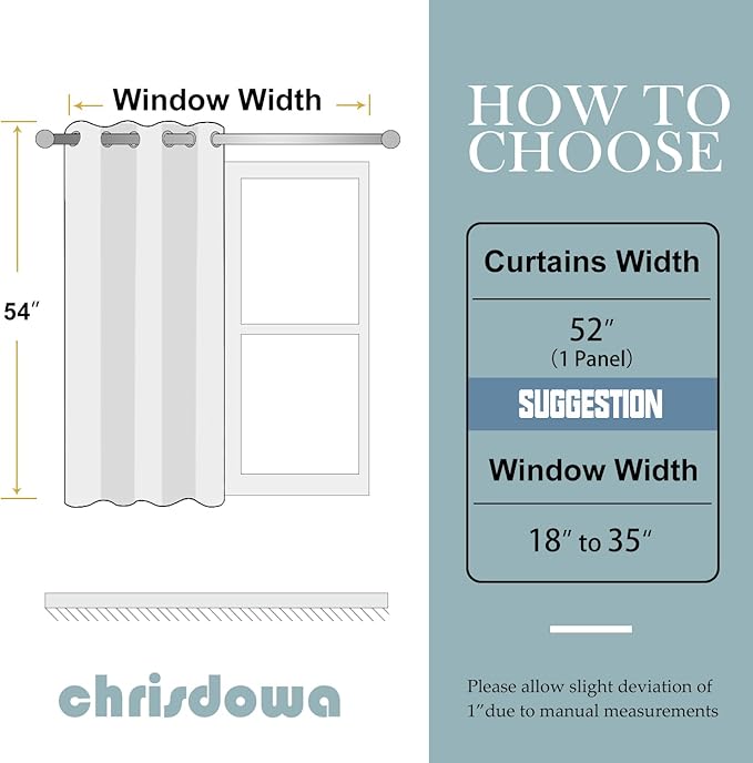 ChrisDowa Grommet Blackout Curtains for Bedroom - Thermal Insulated Room Darkening Curtains for Living Room (1 Panel Set, Dark Grey,52W x 54L)