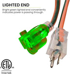 Go Green Power Inc. (GG-13825) 14/3 SJTW Outdoor Extension Cord, Lighted Extension Cord, 25 ft