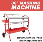 LAUCO 36" Mobile Masking Paper Machine with Storage Trays – Multi-Roll Masking Dispenser for Auto Body Paint, Car Repair & Collision Shop Prep (87277)