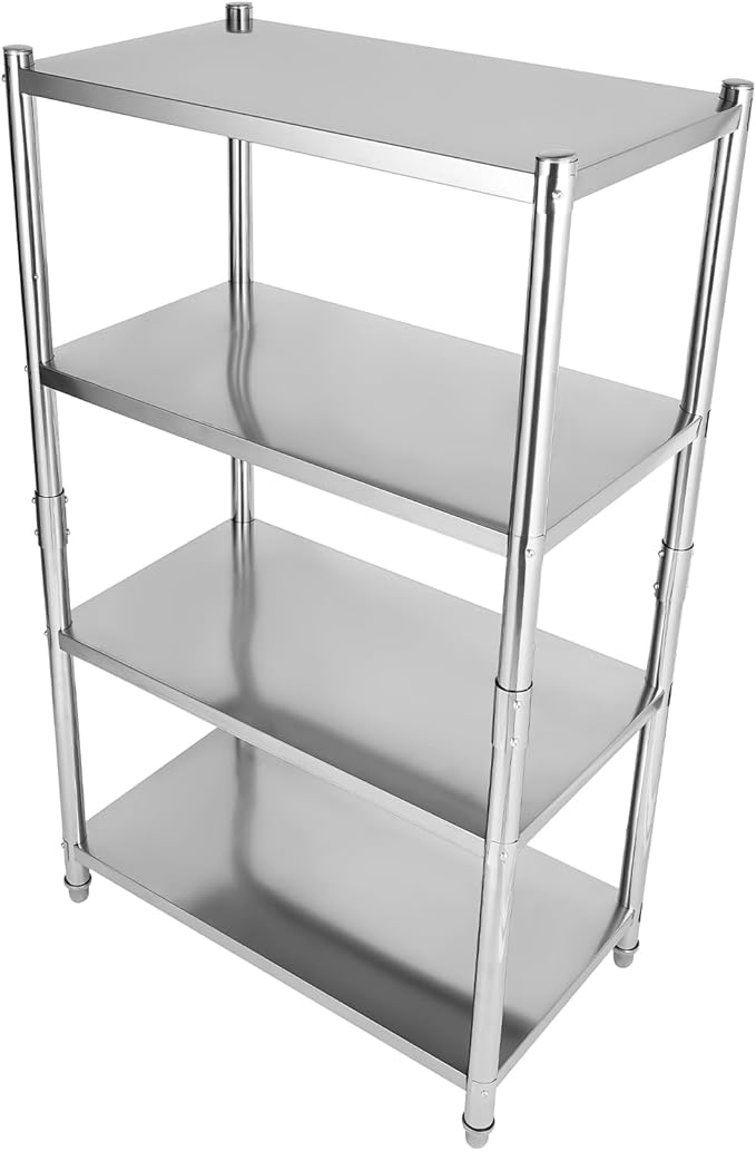 4-Tier Stainless Steel Shelf 31x18 Inch Heavy Duty Shelving Garage Storage Shelves Stainless Steel Shelves for Kitchen, Restaurant, Bar, Utility Room, Garage