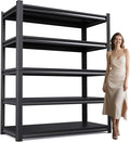 72" H Garage Shelving Heavy Duty Storage Shelves Adjustable Garage Shelves 5 Tier Metal Shelving Unit Utility Rack Shelf for Storage Kitchen Warehouse Pantry, Black (72 "H x 35.4 "W x 15.7" D)