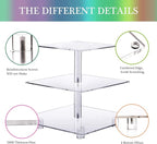 YestBuy 3 Tier Cupcake Stand - Premium Cupcake Holder - Acrylic Cupcake Tower Display - Acrylic Display for Pastry + LED Light String - Ideal for Weddings, Birthday Parties(Multicolored)