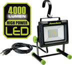 PowerSmith 4000 Lumen Portable LED Work Light with All Metal Stand and Sealed Switch for All Weather Flood Light, 5 Year Warranty (PWLS040H) , Black