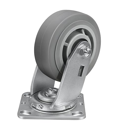 5'' × 2'' Caster Wheel, Heavy Duty Industrial Caster, Rubber Wheels with Roller Bearing, Load 700lbs per Swivel Casters for Cart Dolly Toolbox Trolley (1 Swivel)