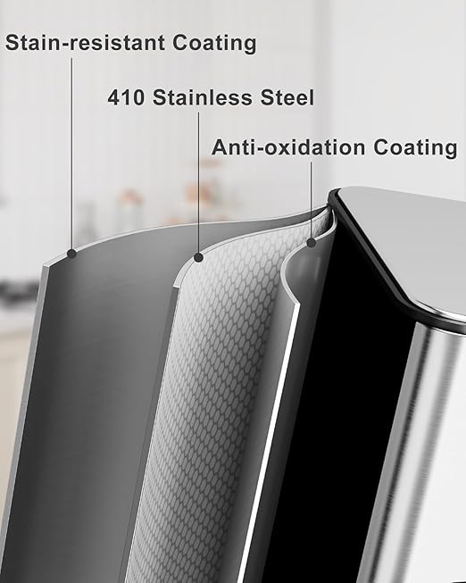 Trash Can 90 L/23.8 gal, Three-Compartment Pedal Stainless Steel Kitchen Recycling Trash Can with Odor Seal, Soft-Close Lid, Fingerprint Resistant, Removable Buckets for Waste & Recycling