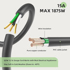 EP 100 Ft Outdoor Extension Cord, 12/3 SJTW Heavy Duty Extension Cable with 3 Prong Grounded Plug, 15 AMP Power Cord for Lawn, Garden, Appliances, Gray