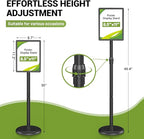 Sign Holder Stand Adjustable Sign Stand 8.5 x 11 Inches Floor Standing Sign Holder Snap-Open Frame 360° Rotating signage stand for Restaurant, Business, Shopping Mall