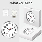 AKCISOT Wall Clock 10 Inch Silent Wall Clocks Battery Operated Non Ticking - Modern Silver Clock Decorative for Kitchen, Bathroom, Bedroom, Living Room, Office, Home(Silver)