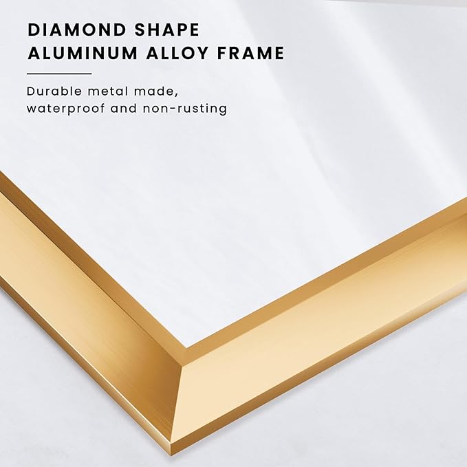 Amorho Bathroom Mirror, 50x36 Inch Golden Thick Metal Framed Wall Mirrors for Over Sink, Wall-Mounted Mirrors Perfect for Bedroom, Living Room, Entryway, Rectangle (Horizontal/Vertical).