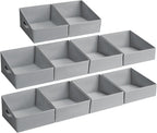 DIMJ Closet Storage Bins 10 Pack - Fabric Storage Baskets for Shelves, Collapsible Clothes Organizer with Handles, Trapezoid Shelf Organization Storage Cubes for Purse, Toys, Books, Towel, Clothes
