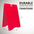 Jumbl A-Frame Signboard 22” x 28” Display Surface – Large Outdoor Sandwich Board w/Weather Resistant PVC Sign Protector & Sand Fill Holes – Dual Signage Stand for Storefront Sidewalk Curb (Red)