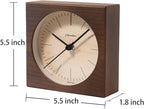 Wooden Desk Clock Japanese Handcrafted Solid Wood Clock Silent Non-Ticking Battery Operated Modern Decorative for Living Room Bedroom Office LINE Desk Clock CH-075 (Dark Brown)