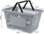 4 Pcs 28 L Durable Plastic Shopping Basket with Handle, Portable Shopping Basket for Supermarket Retail Store, 18.70" x 12.60" x 10.24", Gray