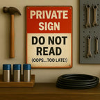 Private Sign Do Not Read Oops Too Lates Funny Tin Metal Sign 12x8 Inch - Retro Vintage Wall Art Decor for Home or Garage (Oops-late)