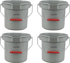 14 Quart Commercial Cleaning Pail with Handle, 4-Pack Plastic Bucket with Pour Spout, Grey