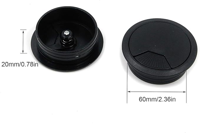 Quluxe Desk Grommet, 2-3/4 Inch Plastic Desk Cord Cable Hole Cover Grommet -Black (Pack of 20)