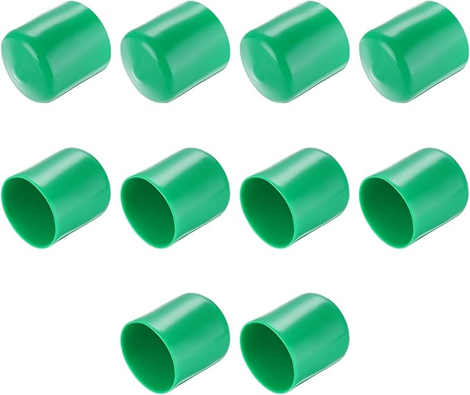 uxcell 10pcs Rubber End Caps 39mm(1 1/2") ID Vinyl Round End Cap Cover Screw Thread Protectors Dark Green