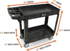 Rolling Utility Cart on Wheels, Heavy Duty Tool with Ergonomic Storage Handle and Deep Shelfs, Work Service for Garage, Warehouse, Workshop, 700-Pound Capacity 40 x 33 x 17-Inch