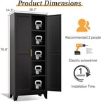 Black Pantry Storage Cabinet,71" Kitchen Pantry with Doors and 4 Adjustable Shelves, Metal Storage Cabinet, for Office, Home, Garage, School