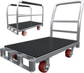 2IN1 Heavy Duty Panel Truck, 42" x 24" Platform Cart w/Rubber Mat & 3 Handrails, 2500 lbs Capacity Drywall & Lumber Cart, Flatbed Cart w/2 Swivel Casters, All-Steel Hand Truck Push Cart