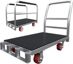 2IN1 Heavy Duty Panel Truck, 42" x 24" Platform Cart w/Rubber Mat & 3 Handrails, 2500 lbs Capacity Drywall & Lumber Cart, Flatbed Cart w/2 Swivel Casters, All-Steel Hand Truck Push Cart