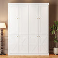 70.8" Tall Farmhouse Kitchen Pantry Cabinet with Doors, Modular Storage Cabinet with 4-Tier Adjustable Shelves, White, Wooden Hutch for Living Room, Kitchen, Set of 2