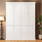 70.8" Tall Farmhouse Kitchen Pantry Cabinet with Doors, Modular Storage Cabinet with 4-Tier Adjustable Shelves, White, Wooden Hutch for Living Room, Kitchen
